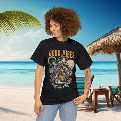 Good Vibes Surfer T-Shirt, Beach Lover Gift, Surfing Tee