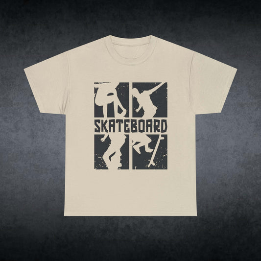 Skateboard Print T-Shirt, Street Style Cotton Tee, Skater Gift