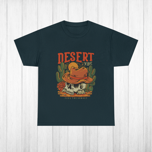 Cowboy Skull T-Shirt, Desert Vibe Graphic Tee, Sunset Print Shirt