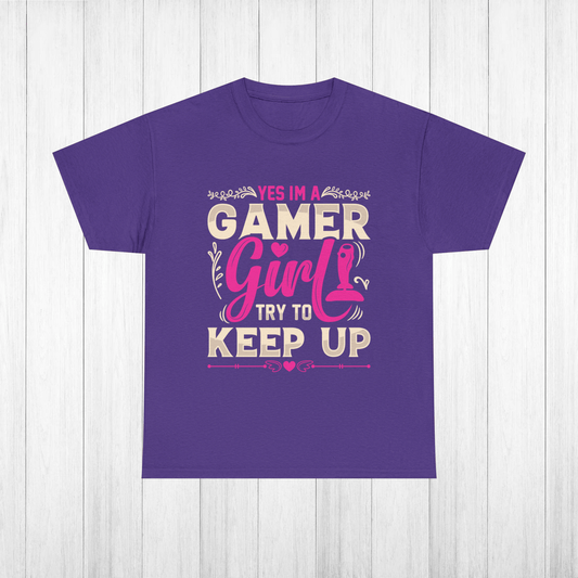 Gamer Girl T-Shirt, Girl Power Cotton Tee, Pink and Purple