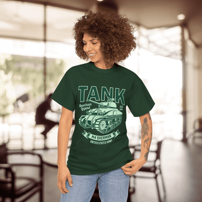 Sherman M4 Tank T-Shirt, US Army Cotton Tee, Military themed