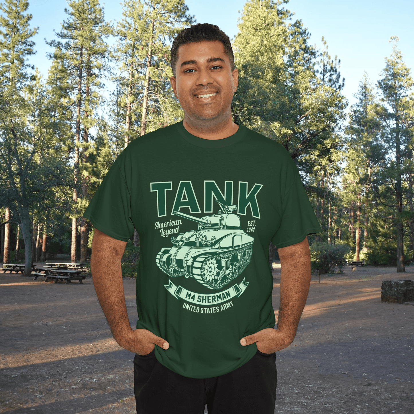 Sherman M4 Tank T-Shirt, US Army Cotton Tee, Military themed